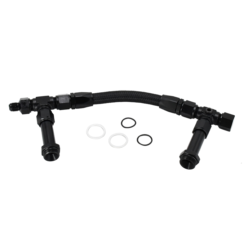 Universal 4150 7/8 schwarzes Kraftstoffleitungs-Kit mit doppeltem Einlass 8 AN Male Flare to Braided Stainless Steel Vergaser für Holley